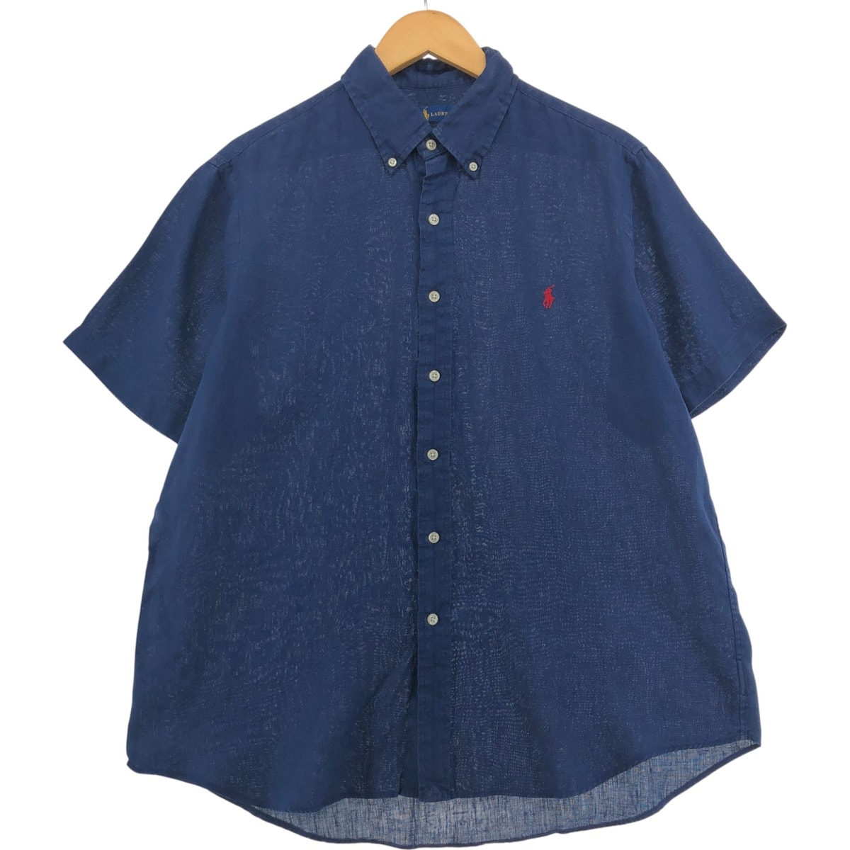 古着 ラルフローレン Ralph Lauren 半袖 リネン ボタンダウンシャツ メンズL相当/eaa555872