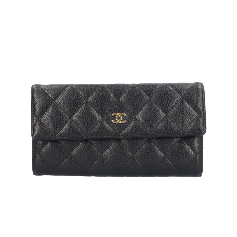 シャネル マトラッセ 長財布 キャビアスキン A50096 レディース CHANEL 中古