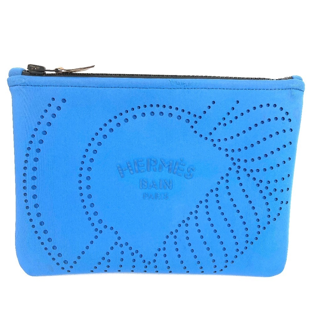 エルメス HERMES ネオバンカノエH PM メイクポーチ 化粧ポーチ マルチポーチ ポーチ ポリアミド ブルー