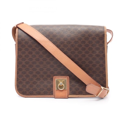 セリーヌ CELINE マカダム ショルダーバッグ バッグ PVCコーティングキャンバス レザー レディース ブラウン系 / ベージュ系 【中古】