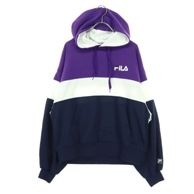 FILA フィラ 英字 長袖 パーカー F パープル マルチカラー