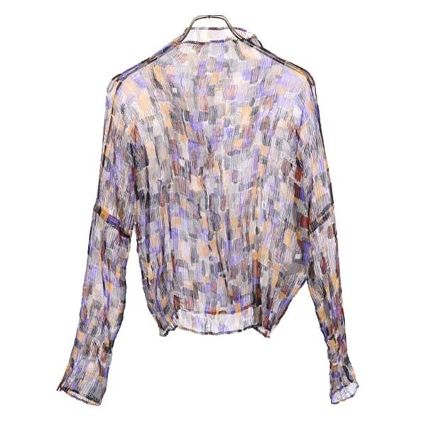 ISSEY MIYAKE イッセイミヤケ 日本製 総柄 長袖 プリーツ シースルー カットソー M グレー系