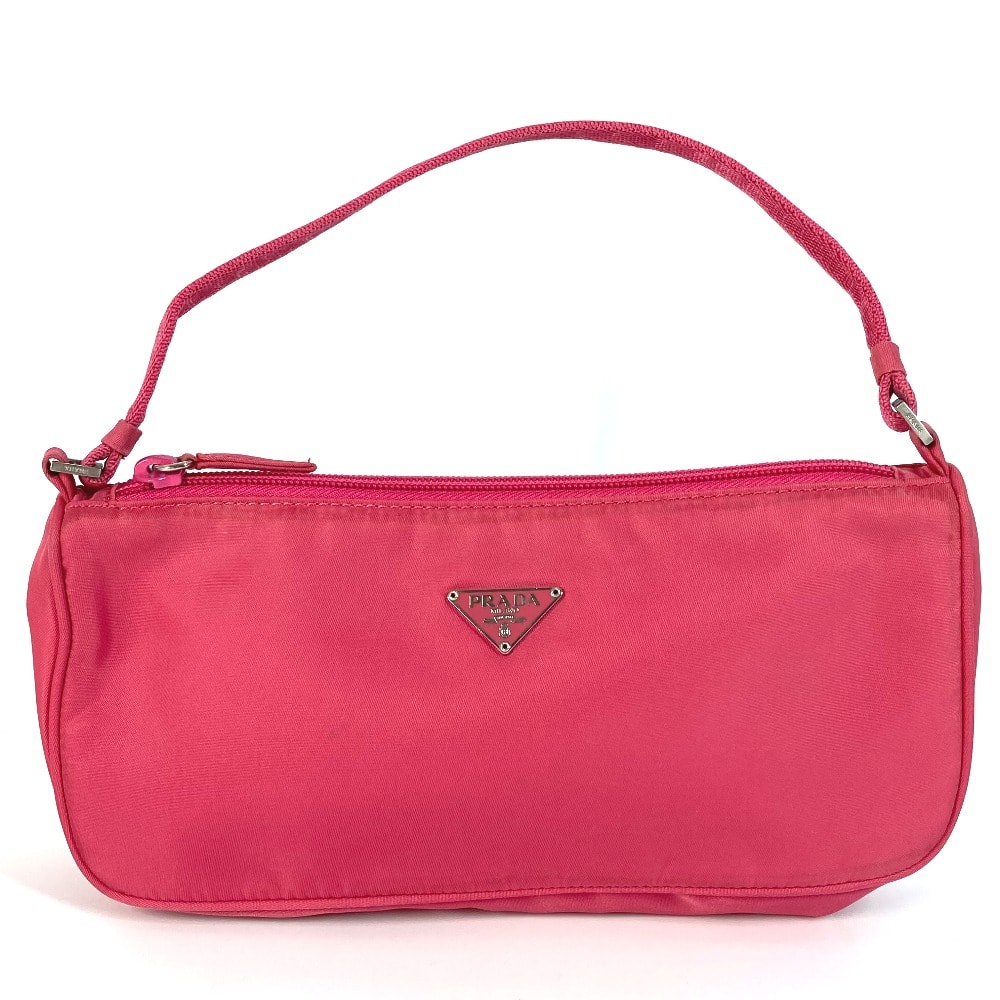 プラダ PRADA トライアングルロゴ 三角ロゴ プレート MV633 カバン 肩掛け ハンドバッグ アクセサリーポーチ ショルダーバッグ ナイロン ピンク