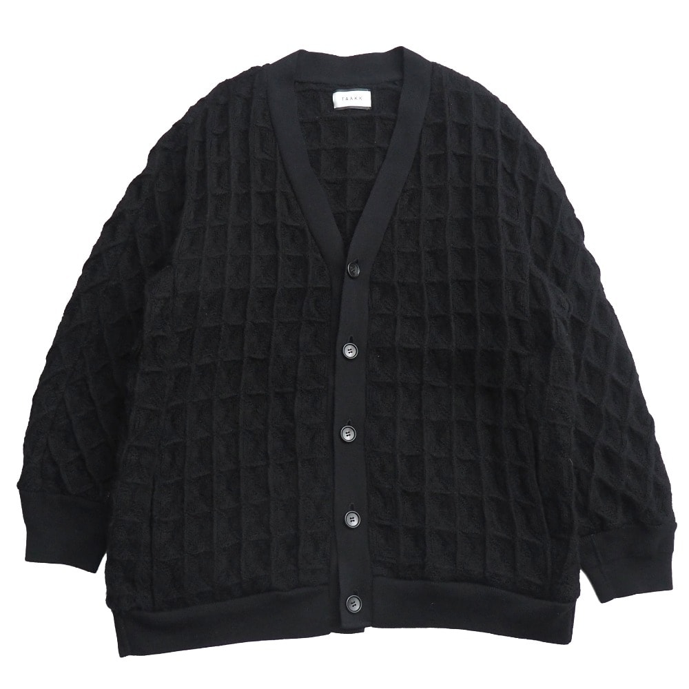 ■美品■2022AW■TAAKK ターク SUPER BIG WAFFLE LONG CARDIGANS ビッグワッフル ロングカーディガン カーディガン サイズ4 ニット ブラック ブランド古着【中古】20251203/RA6815