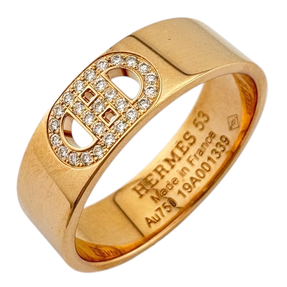 エルメス Hダンクル リング 指輪 12.5号 18金 K18ピンクゴールド ダイヤモンド レディース HERMES  中古