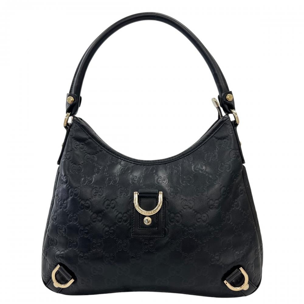 GUCCI グッチ ハンドバッグ アビー  ホーボー 肩掛け 130738 レザー    ブラック 黒 ゴールド金具 レディース【中古品】