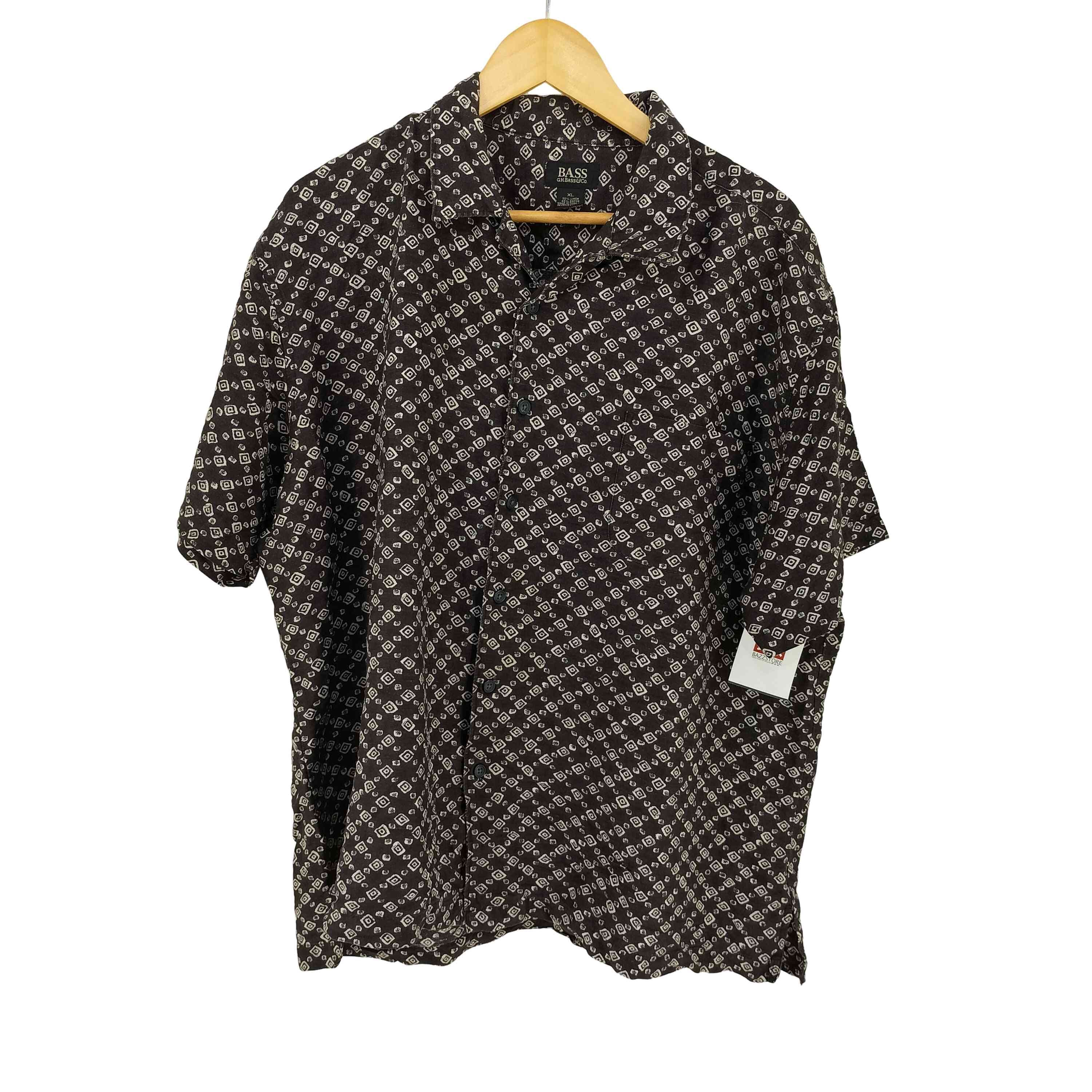 総柄 リネンレーヨン オープンカラーシャツ【1137323633017】