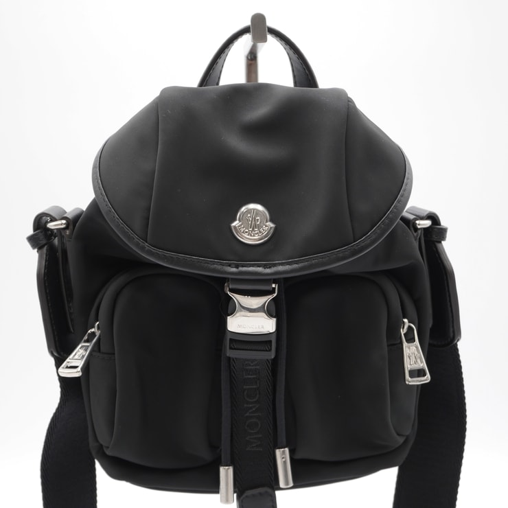 MONCLER(モンクレール)Mini Trick ミニトリック クロスボディバッグ ショルダーバッグ ブラック ナイロン レザー シルバー金具 フロントポケット レディース 5A00003 M6980【中古】