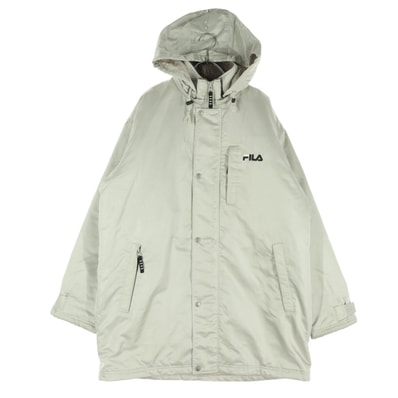 FILA フィラ ロゴ 長袖 ベンチコート L グレー系 裏ボア