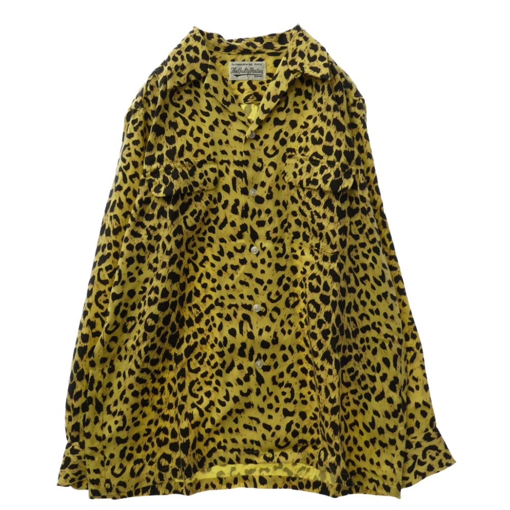 WACKO MARIA ワコマリア 19AW 19FW-WMS-HI03 HAWAIIAN SHIRT L/S レオパード柄 ハワイアン オープンカラー 開襟 長袖 アロハシャツ イエロー系 ブラック系 M【極上美品】【中古】
