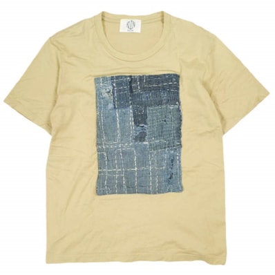 KUON クオン 日本製 BORO PATCHED TEE ボロパッチTシャツ M BEIGE 半袖 久遠 襤褸 トップス g26483
