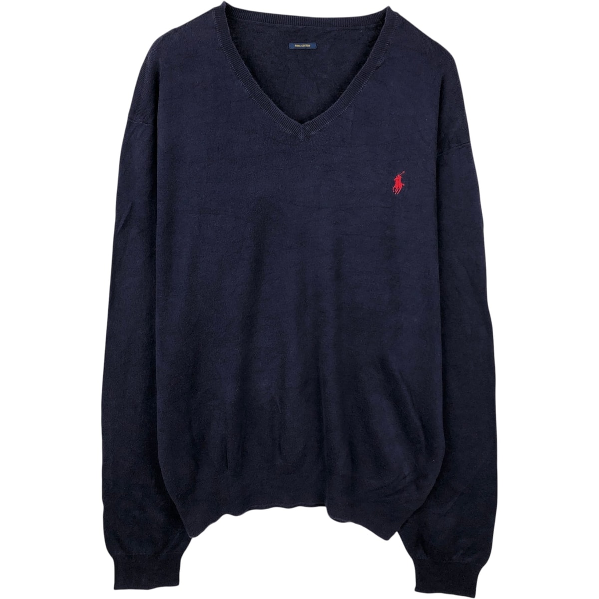 古着 ラルフローレン Ralph Lauren POLO RALPH LAUREN PIMA COTTON Vネック ピマコットンニットセーター メンズL相当/eaa637204