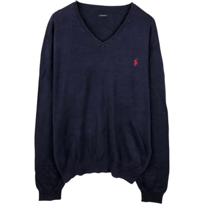 古着 ラルフローレン Ralph Lauren POLO RALPH LAUREN PIMA COTTON Vネック ピマコットンニットセーター メンズL相当/eaa637204