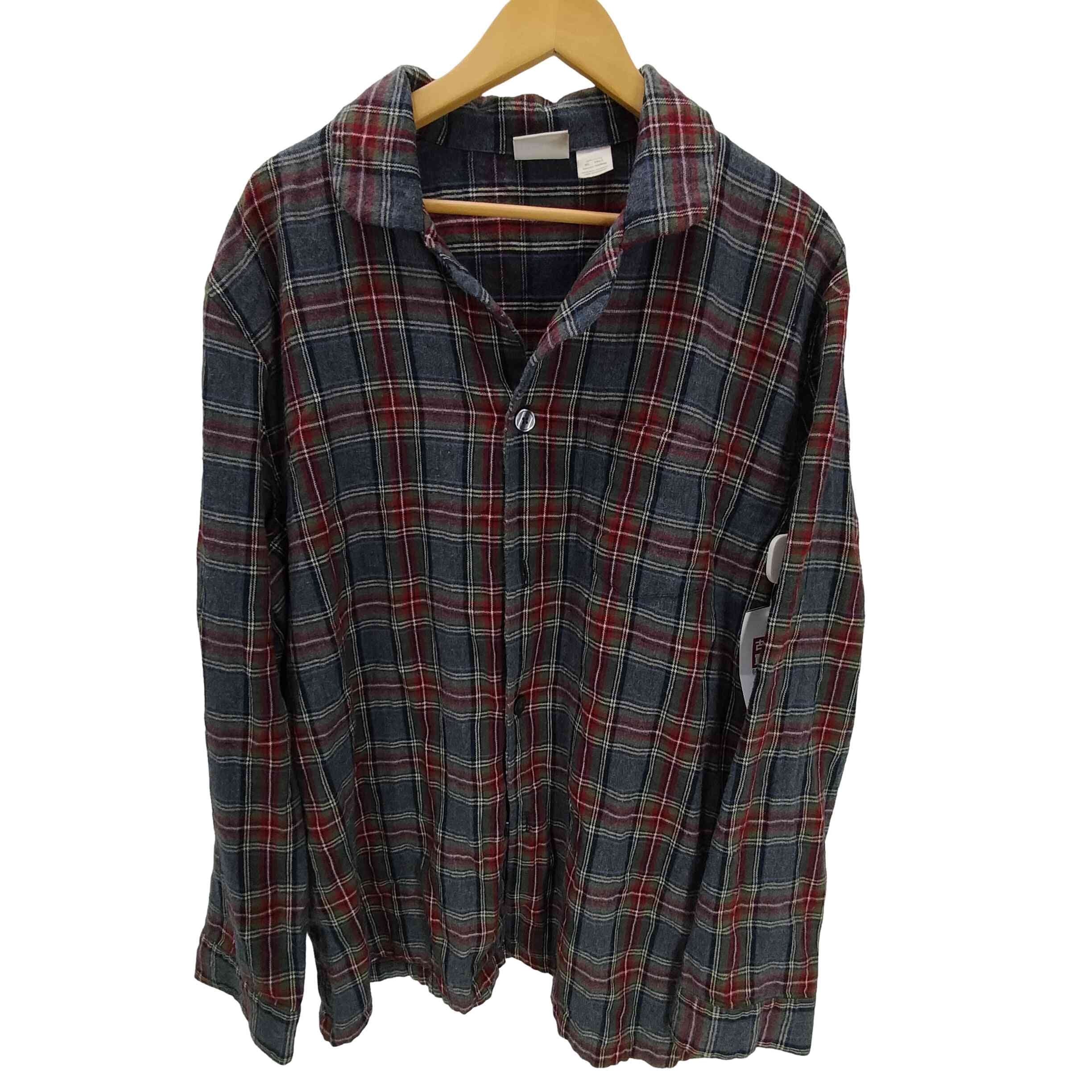90-00S L/S チェック コットン 開襟 オープンカラー フランネル パジャマシャツ ビックサイズ【1140399789199】