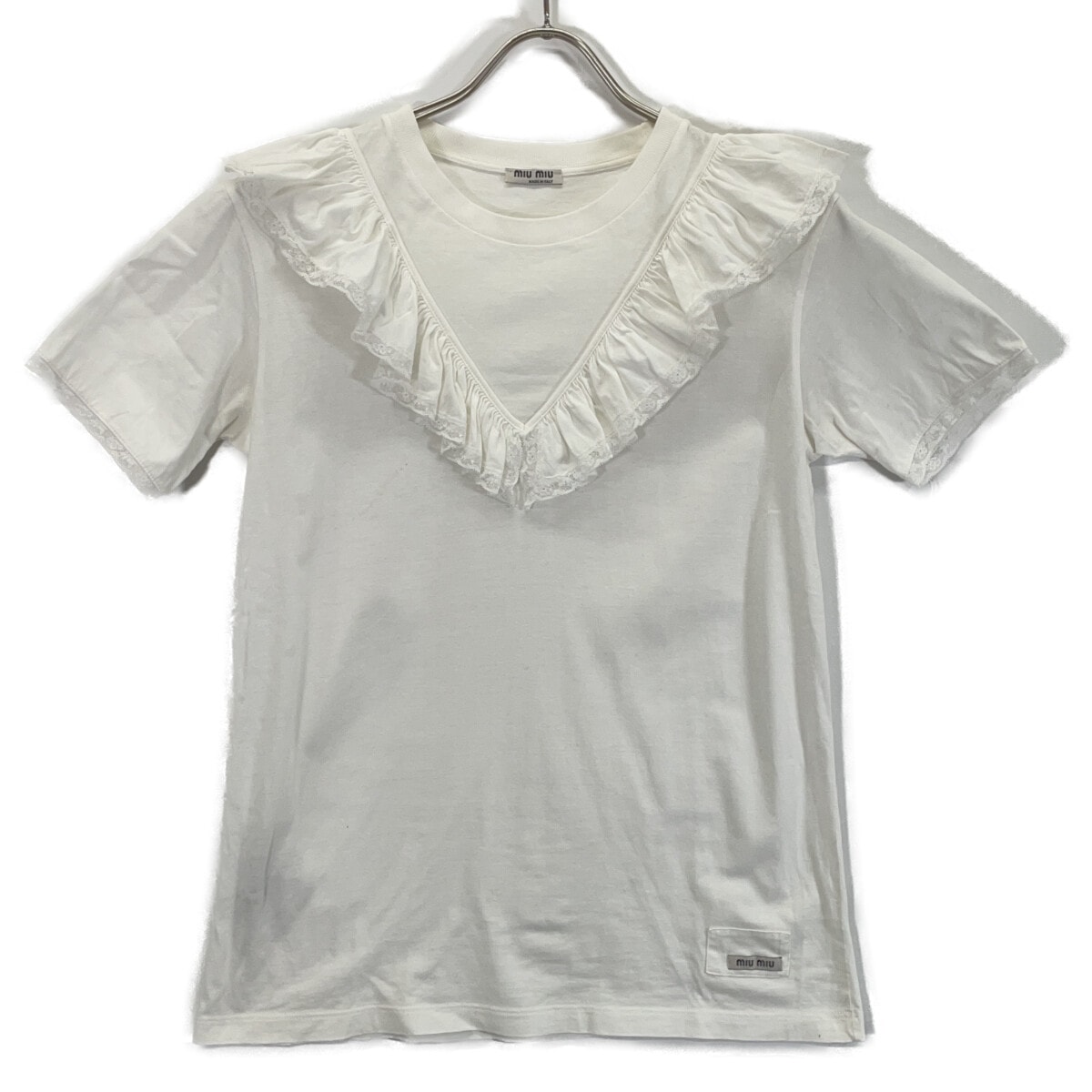 ミュウミュウ MJM893 ホワイト フリル カットソー XS