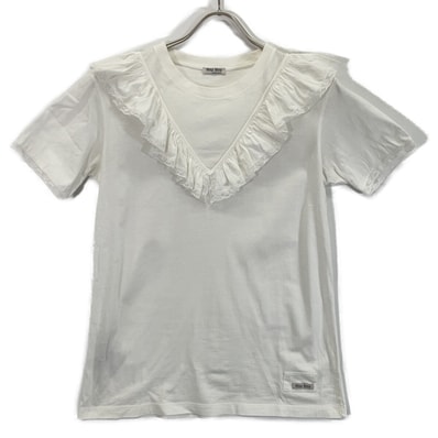 ミュウミュウ MJM893 ホワイト フリル カットソー XS