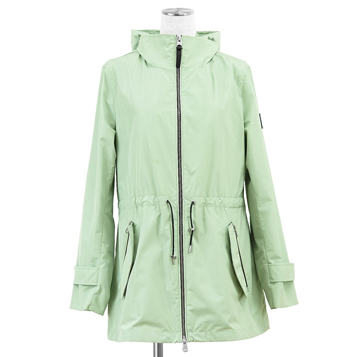Mackage マッカージュ レインジャケット サイズ S相当 レディース MELANY メラニー フーデッド ドローコード ビブ取り外し可 レインパーカー アウター パステルグリーン 緑