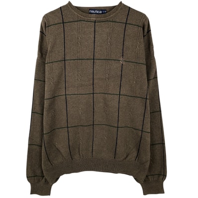 古着 90年代 ノーティカ NAUTICA チェック柄 コットンニットセーター メンズL相当 ヴィンテージ/eaa399950