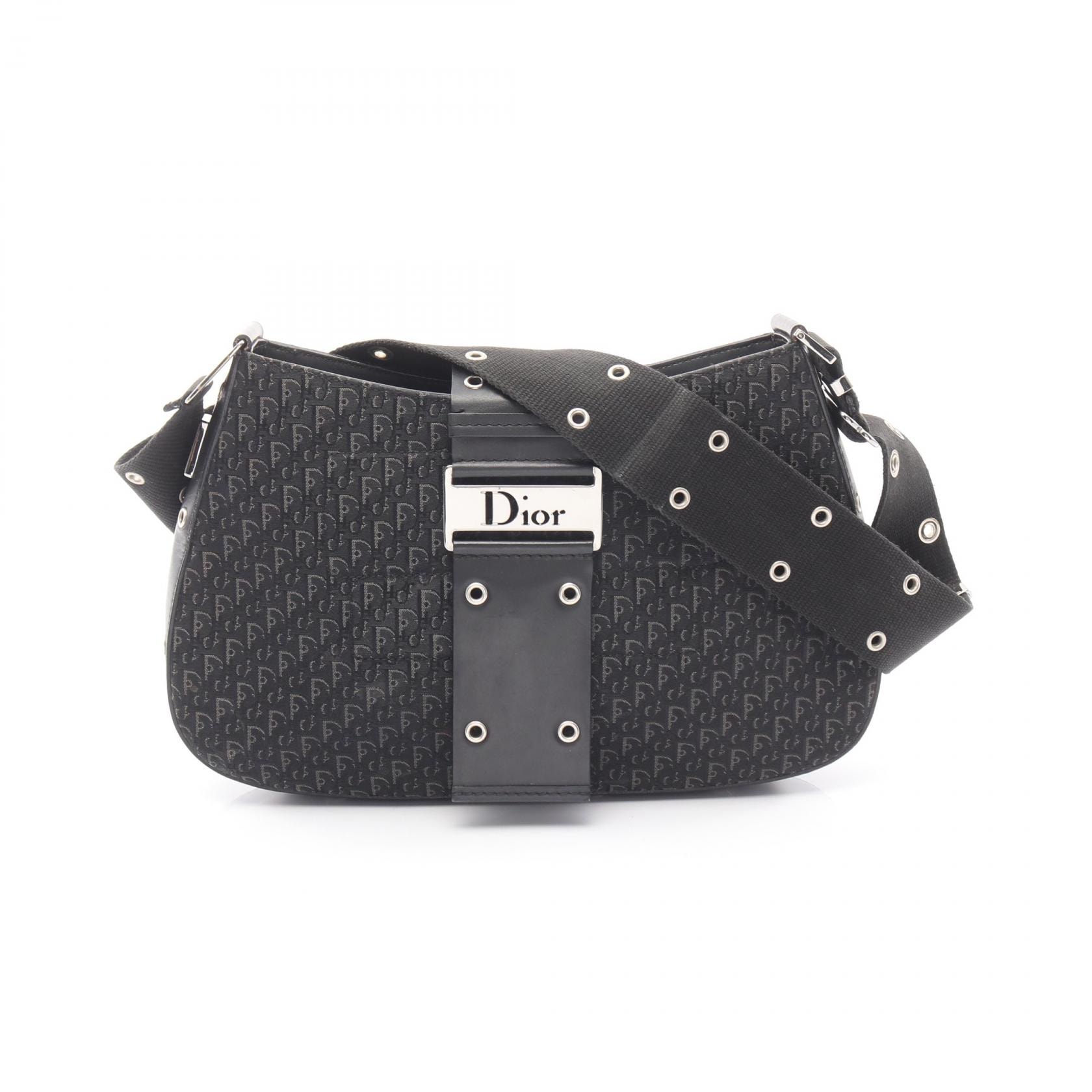 ディオール Dior ストリートシック トロッター ショルダーバッグ バッグ キャンバス レザー レディース ブラック系 【中古】
