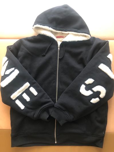 Supreme Faux Fur Lined Zip Up Hooded Sweatshirt "Black"