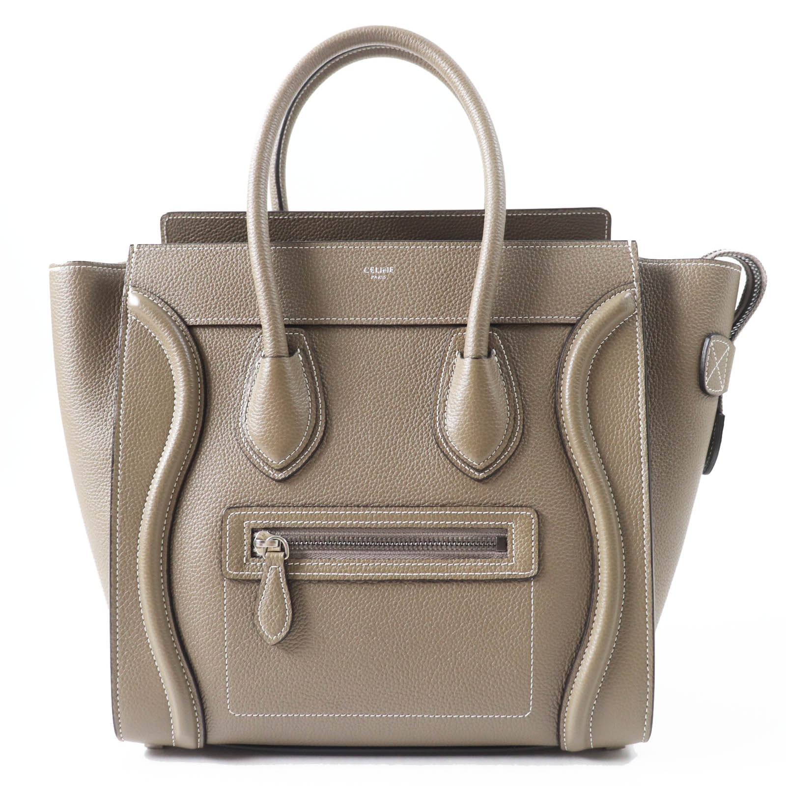 CELINE Micro Luggage Handbag In Drummed Calfskin "Souris"