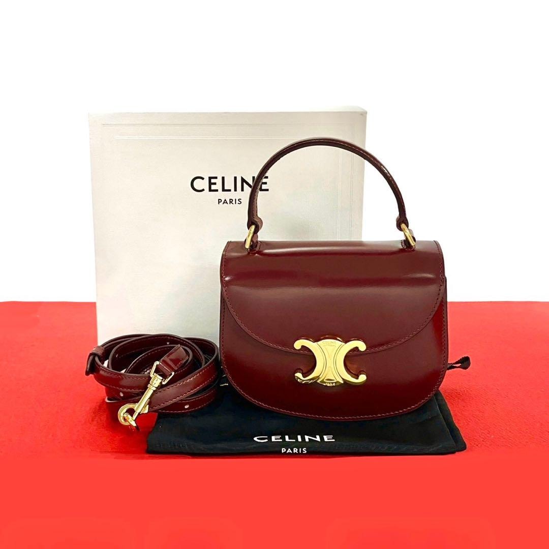 CELINE セリーヌ ミニ ブザス クレア トリオンフ ロゴ 金具 カーフ レザー ショルダーバッグ
 09848