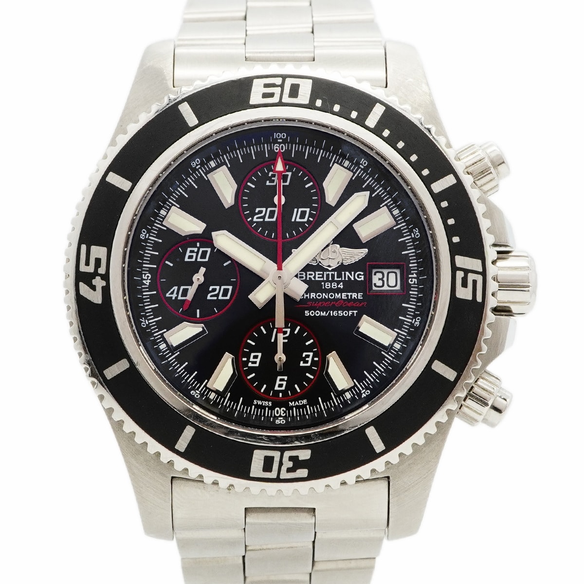 【6wce0433】ブライトリング スーパーオーシャン クロノグラフ 44 A13341 黒文字盤【中古】腕時計 メンズ