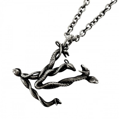 LOUIS VUITTON ルイヴィトン ネックレス LVスネーク ペンダント アクセサリー アジャスター付き ヴィンテージ調 メタル MP2567 シルバー ユニセックス 約15.8g【中古品】