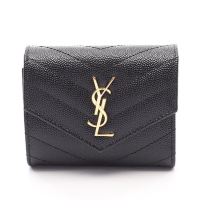 サンローランパリ SAINT LAURENT PARIS カサンドラ マルチ フォールド 三つ折り長財布 財布 レザー レディース ブラック系 692061BOW011000 【新品】