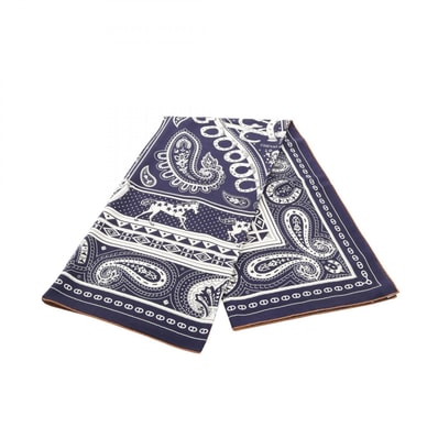 エルメス HERMES カレジェアン カレ140 Cheval de Coeur Bandana スカーフ 衣料品 シルク カシミヤ シルク ホワイト レディース ネイビー系 / ホワイト系 【中古】