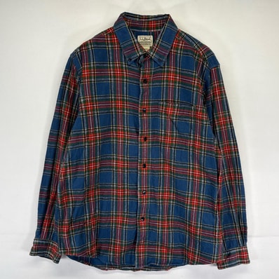 古着 エルエルビーン L.L.Bean 長袖シャツ 胸ポケット ネルシャツ アウトドア M ブルー系 チェック メンズ