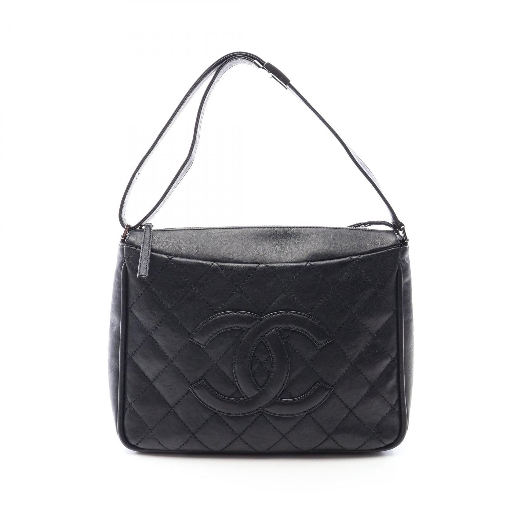 シャネル CHANEL ワイルドステッチ デカココマーク ショルダーバッグ バッグ レザー レディース ブラック系 【中古】
