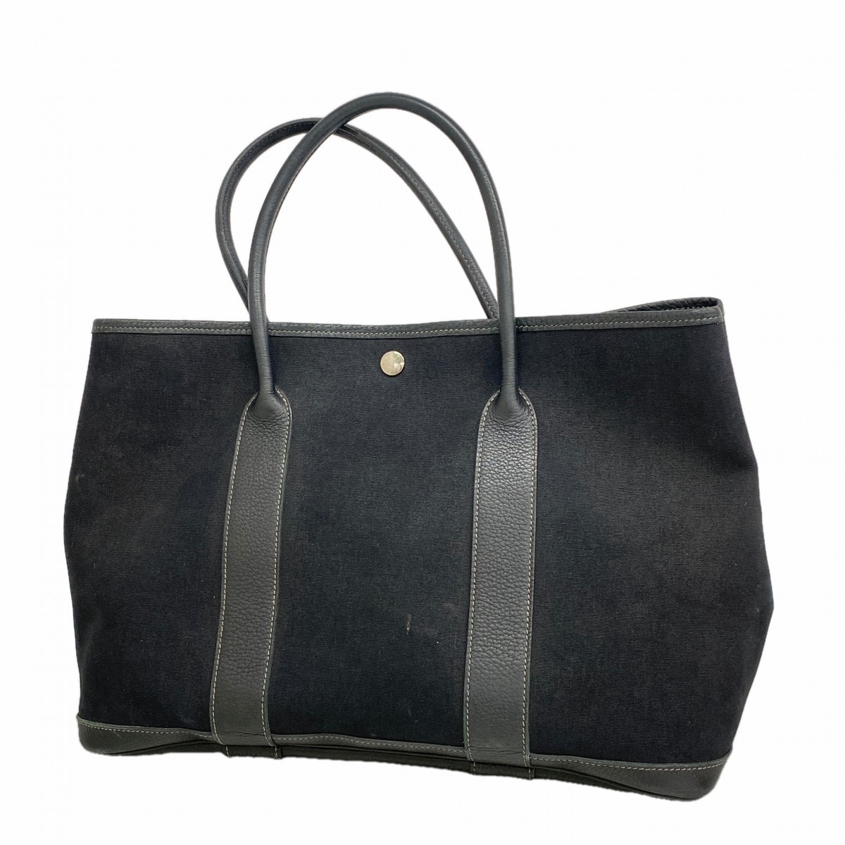 ★最終価格【6fb1998】エルメス トートバッグ ガーデンパーティPM トワルオフィシエ ブラック シルバー金具 □K刻印【中古】レディース