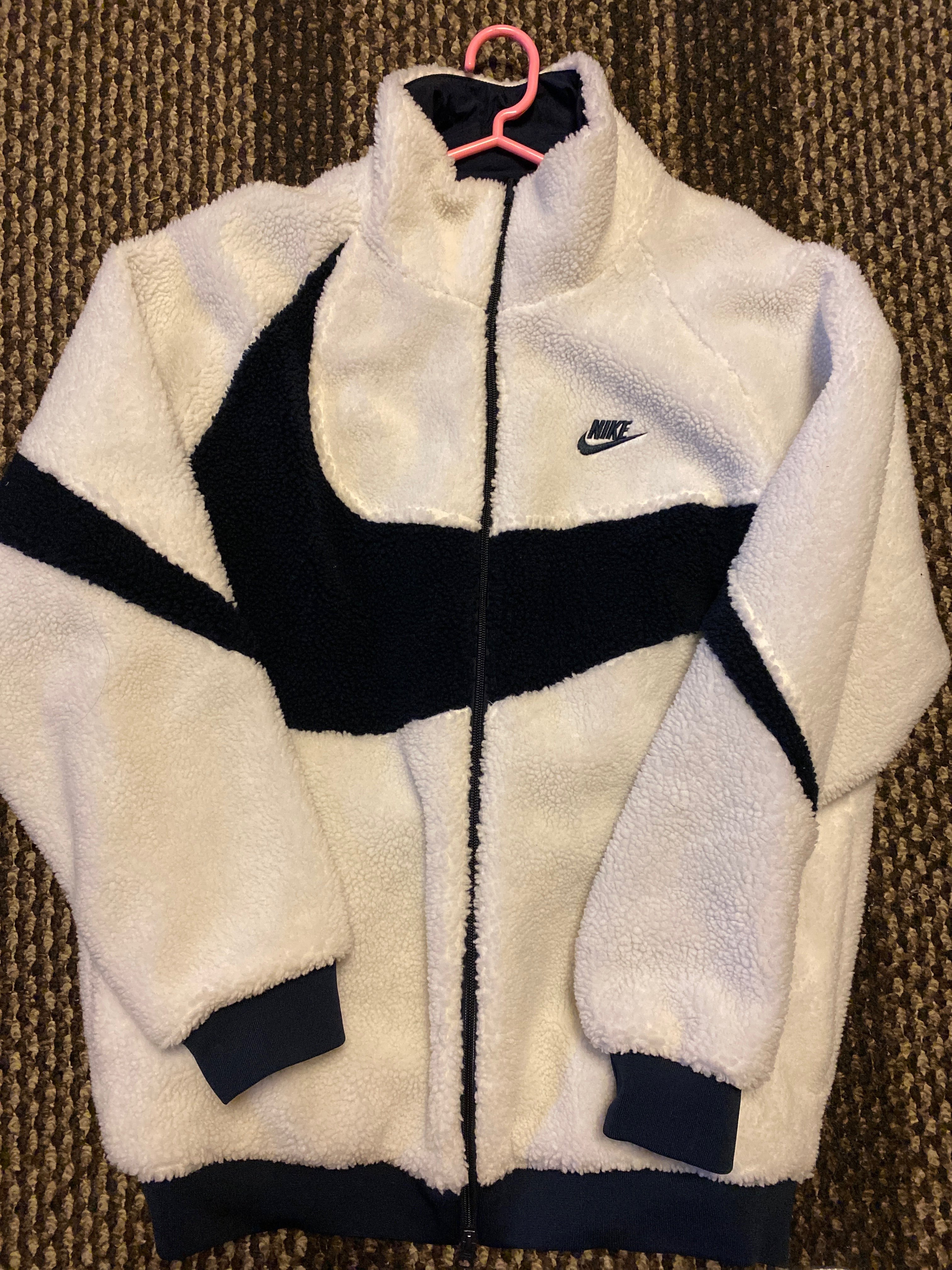 Nike Big Swoosh Reversible Boa Jacket "Sail/Dark Obsidian"