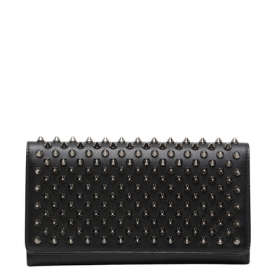 クリスチャンルブタン スパイク マカロン 長財布 二つ折り ブラック レザー メンズ Christian Louboutin 【中古】