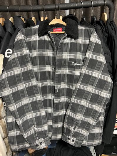 Supreme Faux Fur Collar Flannel Shirt "Black"