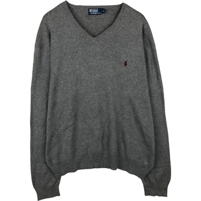 古着 ラルフローレン Ralph Lauren POLO by Ralph Lauren Vネック ピマコットンニットセーター メンズXL相当/eaa637229