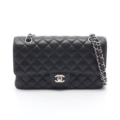 シャネル CHANEL マトラッセ Wフラップ ショルダーバッグ バッグ キャビアスキン(グレインドカーフ) レディース ブラック系 【中古】
