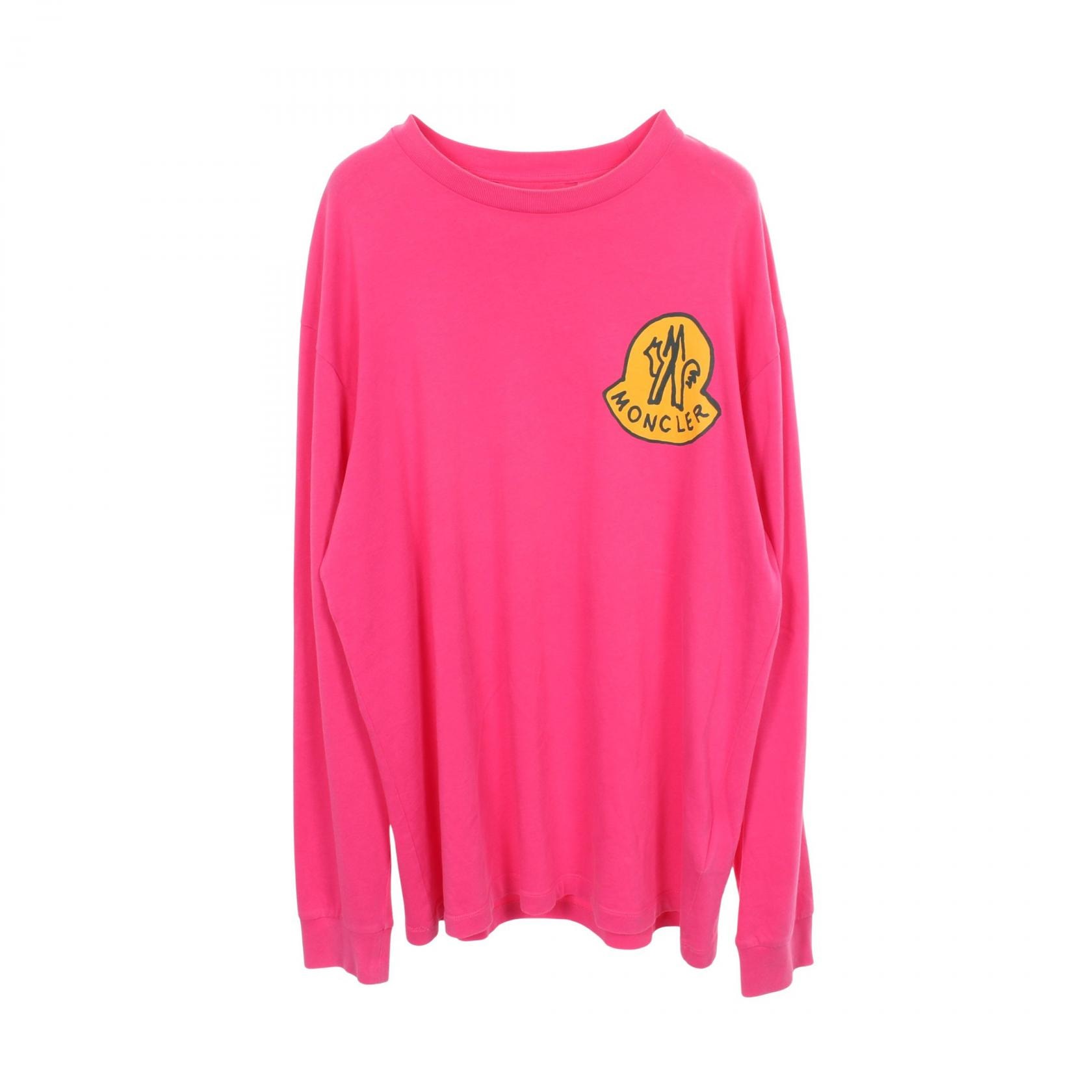 モンクレール MONCLER GENIUS 2 MONCLER 1952 ロゴプリント 長袖Tシャツ 衣料品 トップス コットン メンズ ピンク系 【中古】