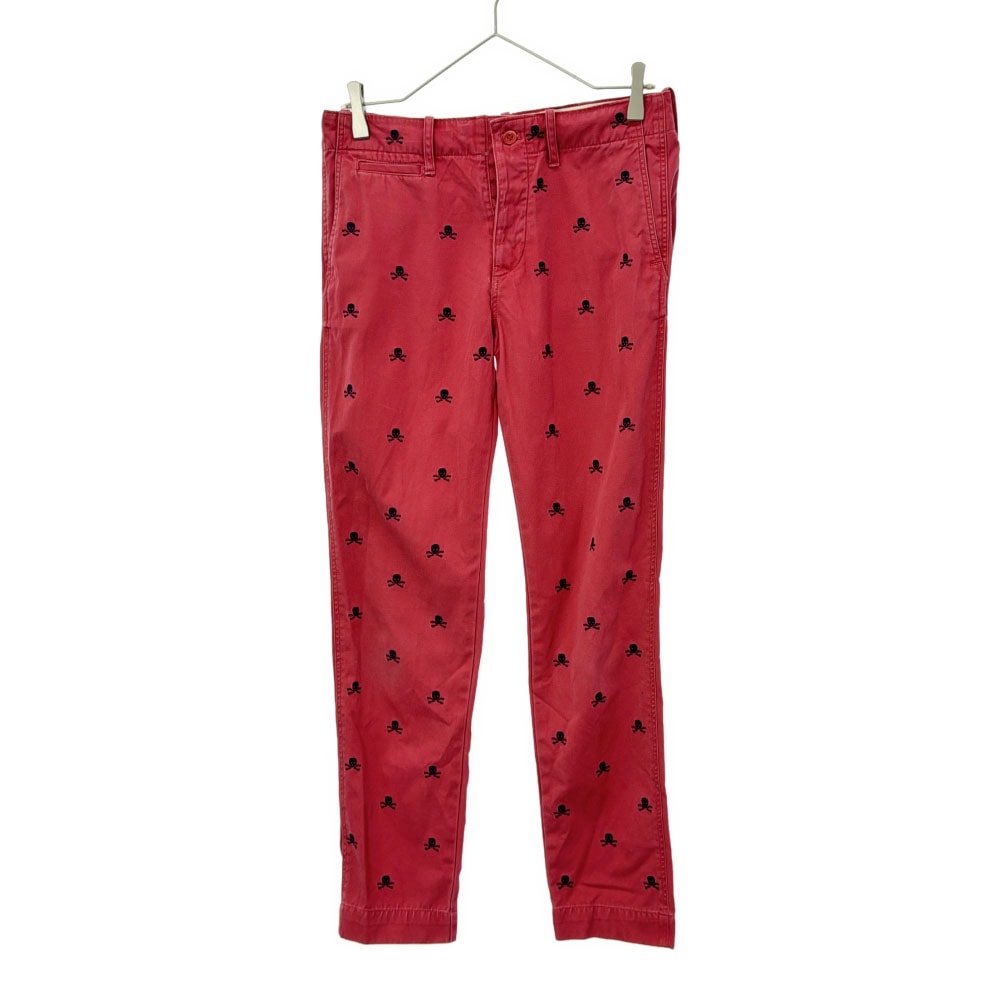 RALPH LAUREN RUGBY ラルフローレンラグビー ドクロ柄刺繍 RUGBY スリム チノパンツ 2 ピンク系