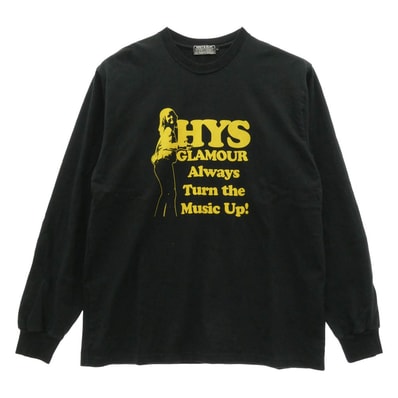 HYSTERIC GLAMOUR ヒステリックグラマー カットソー 25AW 02253CL06 SUPER KINKY SOUNDS T-shirt スーパー キンキー サウンド プリント ロンT 長袖 Tシャツ カットソー ブラック系 L【中古】