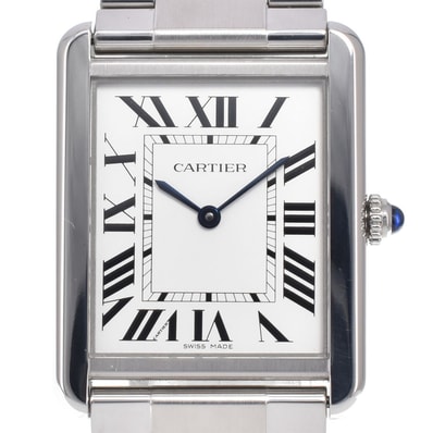 カルティエ CARTIER W5200014 タンクソロ シルバー クォーツ メンズ 美品 保証書付き 腕時計 I#150010