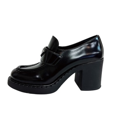 プラダ PRADA ローファー 三角ロゴプレート ハイヒールローファー ブラック