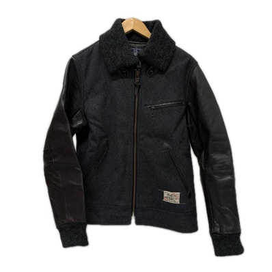 AVIREX アビレックス ジャケット ドンキーカラーショートジャケット SIZE L スタジャン ウールジャケット 6132063 グレー
