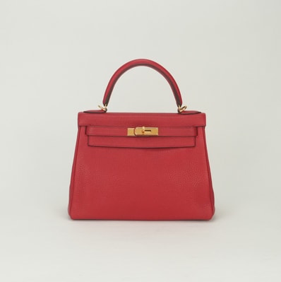 エルメス HERMES ケリー28 ケリー 28 バッグ トートバッグ ショルダーバッグ トゴ ルージュカザック Rouge Casaque レッド Red 赤 ゴールド金具 ハンドバッグ KELLY 2Way 内縫い V字金具