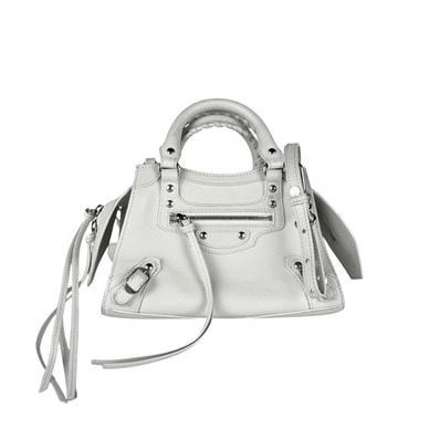 バレンシアガ BALENCIAGA ハンドバッグ ショルダーバッグ ネオクラシック シティ ミニ レザー ホワイト シルバー レディース【中古】 z11024