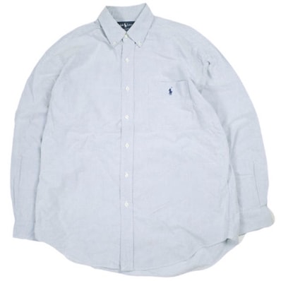 RALPH LAUREN ラルフローレン 80-90s BIG SHIRT ポニー刺繍オックスフォードBDシャツ M SAX BLUE 長袖 ボタンダウン ヴィンテージ トップス g24152