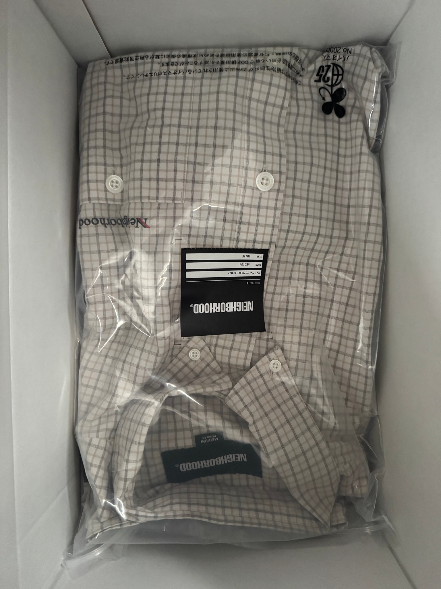 NEIGHBORHOOD Plaid Pattern BD Shirt LS "White"