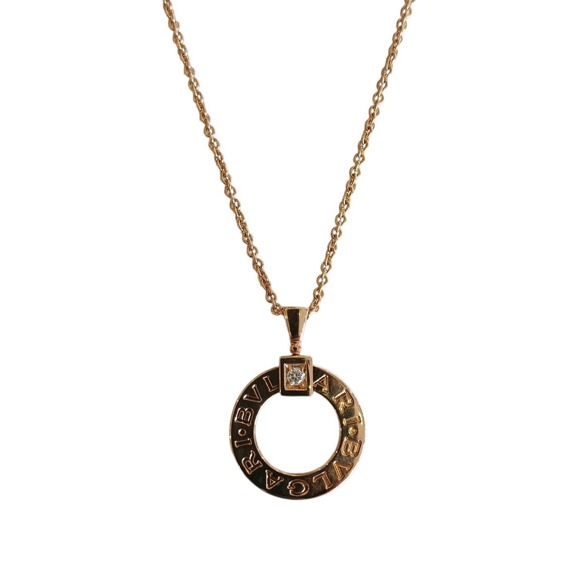 BVLGARI ブルガリ ブルガリブルガリ 1Pダイヤサークル ネックレス K18ピンクゴールド ゴールド  レディース【中古】