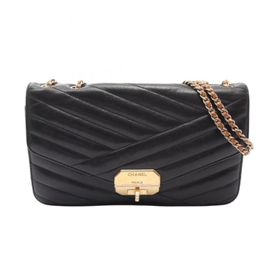 シャネル CHANEL バイアスステッチ ショルダーバッグ バッグ レザー レディース ブラック系 【中古】